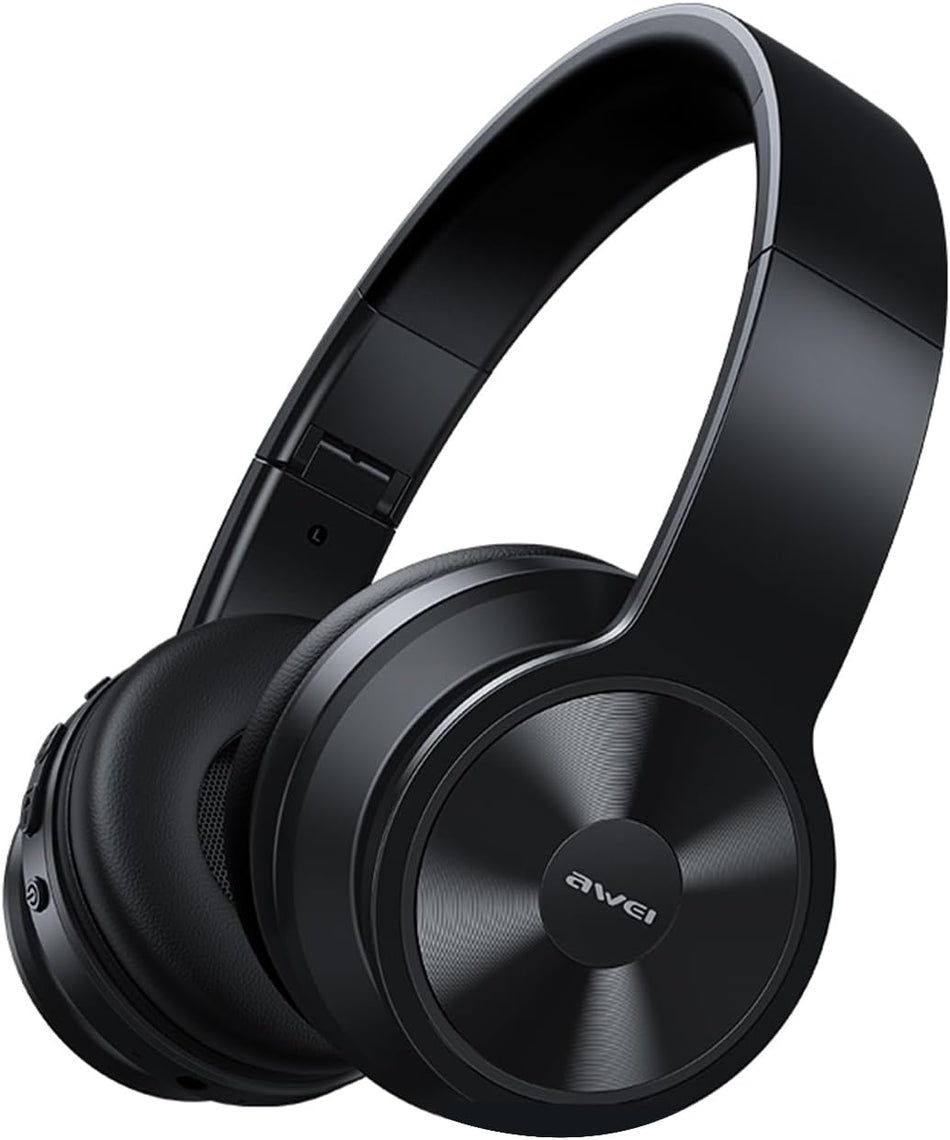 Awei A996BL Wireless V5.0 Bluetooth Headphone Over The Ear Headphones, 16 Hours of Play Time Full Range Speakers with Soft Protein Earpads for Cellphone/TV/PC/Home Office Earphones Black