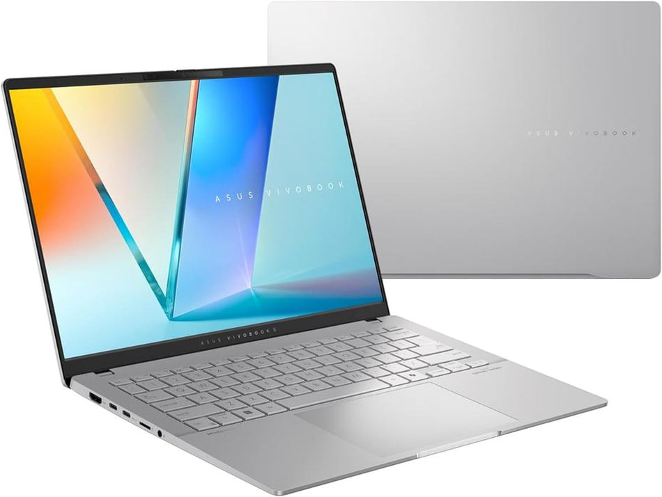 ASUS Vivobook S 14 OLED Slim Laptop, AMD Ryzen AI 9 365(10 Cores), 24GB, 1TB SSD, Customizable RGB Keyboard, Cool Silver, M5406WA-AH94