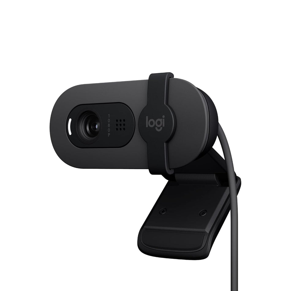 Logitech Brio 100 Full HD Webcam for Meetings and Streaming, Auto-Light Balance, Built-In Mic, Privacy Shutter- Graphite - 960-001585