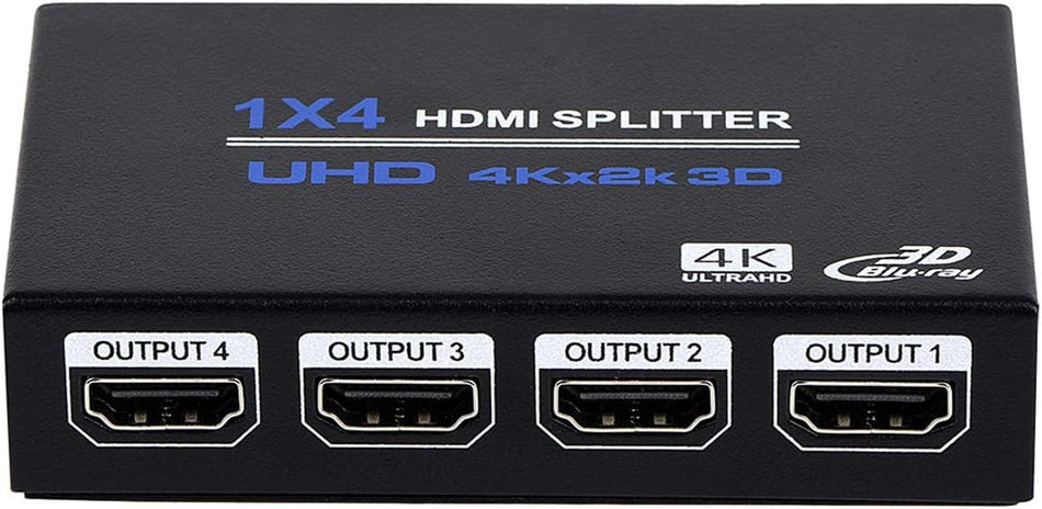 HDMI Splitter 1x4 4K - Compatible for HDTV, STB, DVD, PS3, Projector Etc, Duplicate/Mirror Screen
