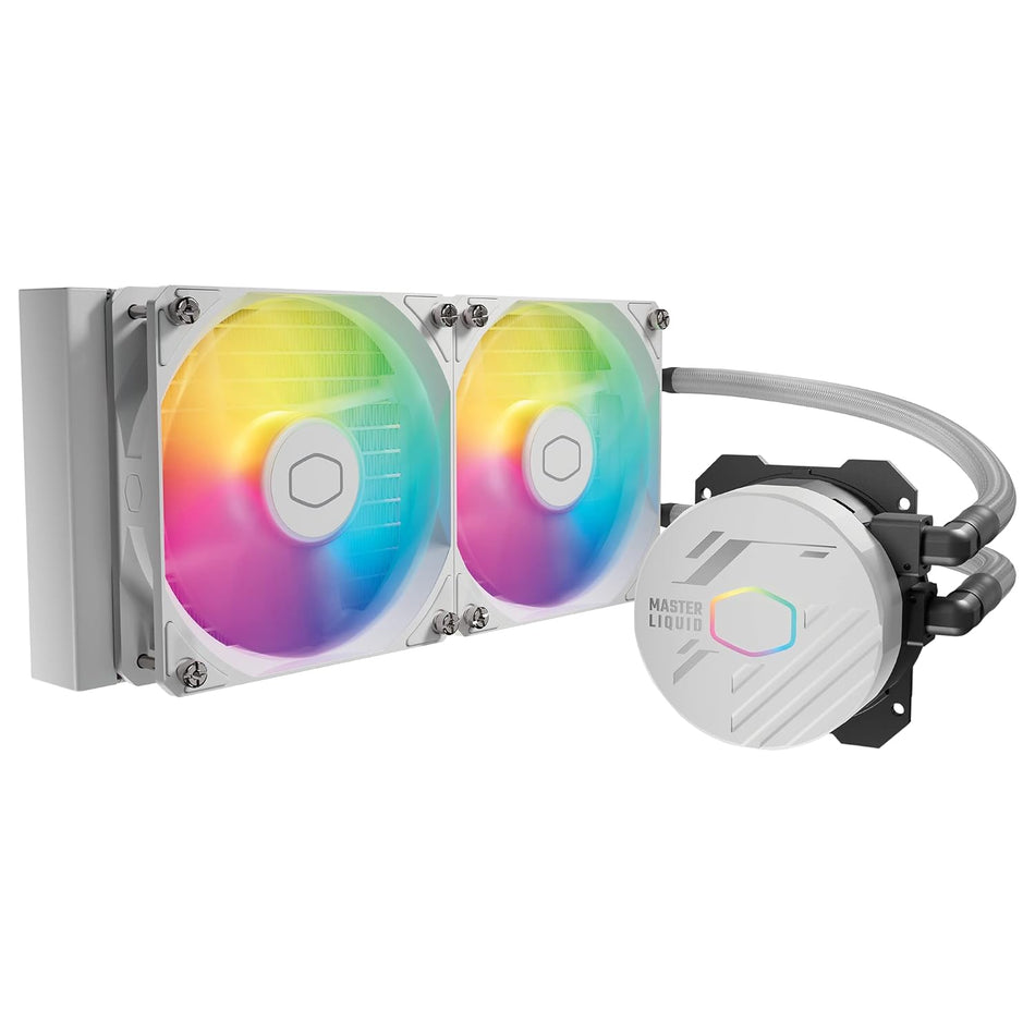 Cooler Master MasterLiquid 240L Core White 240mm Close-Loop AIO Liquid Cooler, ARGB Sync, Gen S Coldplate Pump, 120mm PWM, Pre-Applied CryoFuze Thermal Paste
