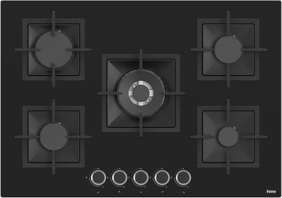 FERRE 60cm Built-In Gas Hob | 4 Pool-Type Burners with Stainless Steel Finish, Side Control Knobs, and Integrated Auto-Ignition (SC305)