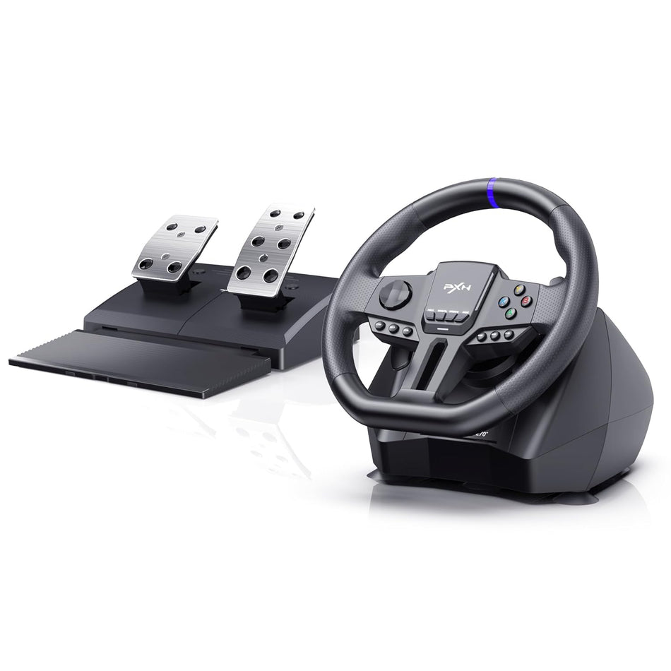 PXN V900 GEN2 Gaming Steering Wheel for PC, PS4, Xbox & Switch | 270°/900° USB Sim Racing Wheel with Paddle Shifters & 2-Pedal, Vibration Feedback, APP Support & Pedal-Activated RGB Lighting