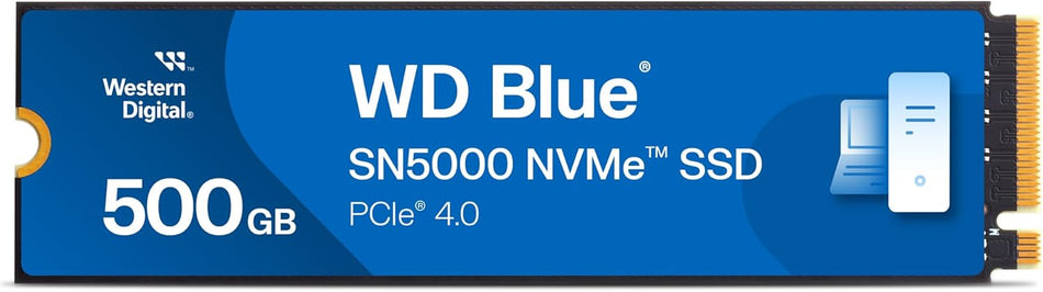 WD Blue SN5000 500GB NVMe M.2 Internal SSD (PCIe Gen 4.0 x4, Up to 5,000MB/s Read, DRAM-less with HMB, WDS500G4B0E)