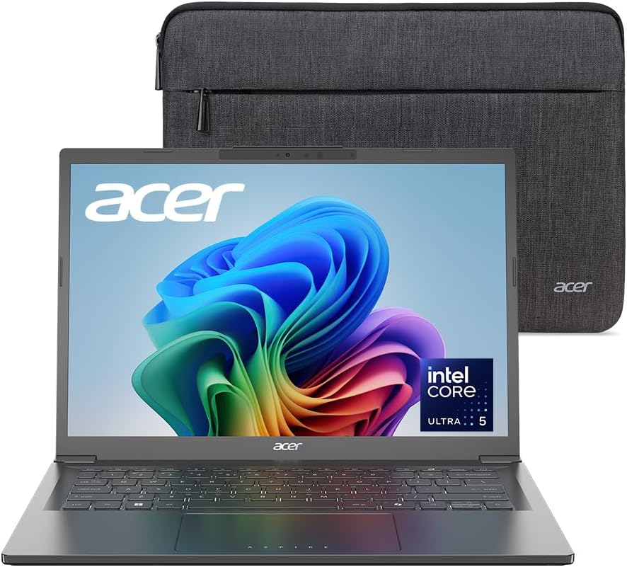 Acer Aspire 14 AI Copilot+ PC - Intel Core Ultra 5 226V & 14” WUXGA Touch - NPU: Up to 40 Tops - GPU: Up to 53 Tops | Intel Arc 130V | 16GB LPDDR5X | 1TB Gen 4 SSD | Wi-Fi 6E | A14-52MT-59DP with Free Sleeve