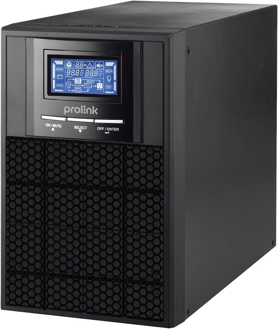 Prolink (PRO901ES) 1000VA / 900W Pure Sine Wave Online UPS Power Backup Battery Uninterruptible Power Supply with AVR (For Data Center, Medical Equipment, Office Workplace, ATM, Kiosk machine)