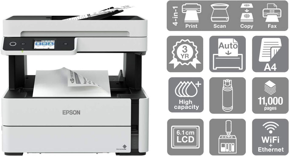 EcoTank M3170 A4 Multifunction Mono Wi-Fi Ink Tank Printer with ADF