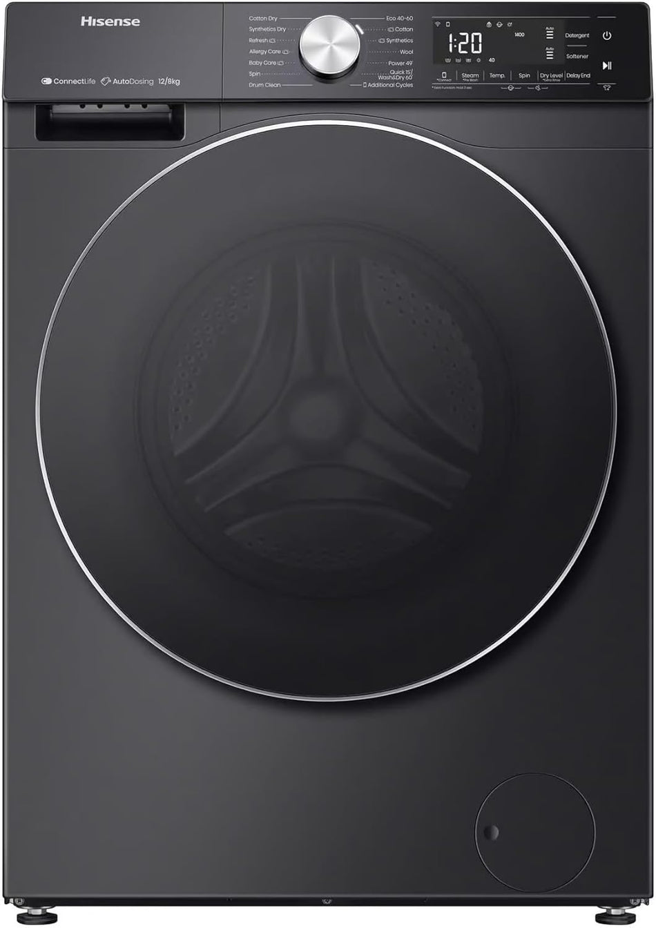 Hisense | 5 Smart Series 2 in 1 Washer(12kg) & Dryer(8kg) Inverter WiFi Black WD5S1245BB