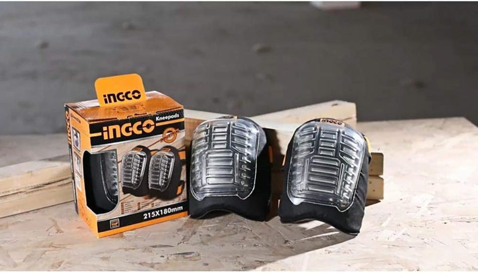 INGCO Professional Ergonomic Knee Pads for Knee Protection and Pose – Heavy-Duty PVC Impact Shell, Molded EVA Foam Core, Dual Elastic Straps, and Quick-Release Buckles (HKPT0101)