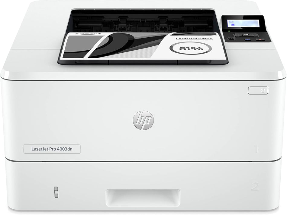 HP LaserJet Pro 4003dn Printer -Duplex, Ethernet port, Print: up to 42 ppm black, Hi-Speed USB 2.0, White