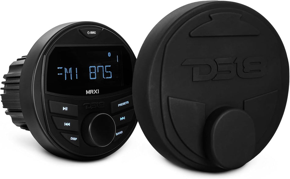 DS18 Hydro MRX1 Marine and Powersports Digital Media Gauge Receiver Head Unit, 1-Zone Control, 2.75-Inch LCD Screen, 4V Pre-Amp Output, Bluetooth Audio, IP65 Waterproof Rated, RDS 4 x 40 Watts AM/FM Radio (No CD Player)
