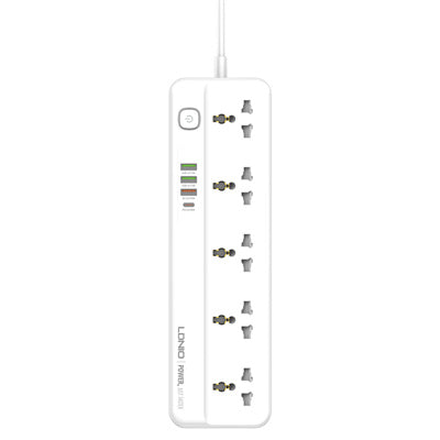 LDNIO SC5415 Universal Power Strip | 5 AC Outlets | 4 USB Ports (PD & QC3.0) | 20W Total Output | Switch Button Extension Socket