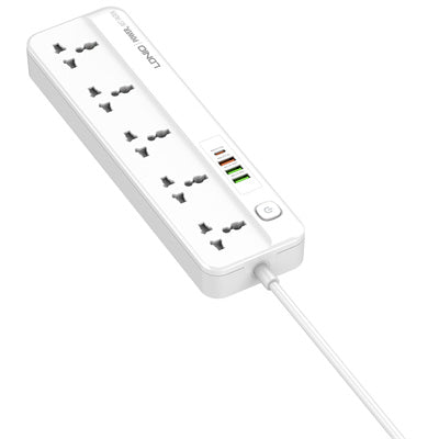 LDNIO SC5415 Universal Power Strip | 5 AC Outlets | 4 USB Ports (PD & QC3.0) | 20W Total Output | Switch Button Extension Socket