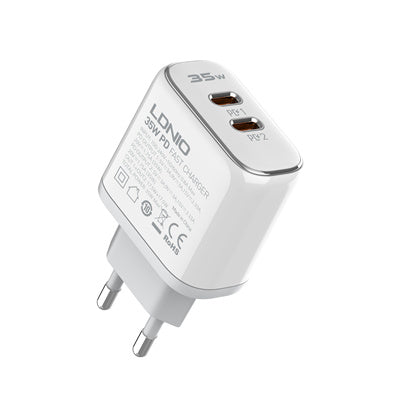 Ldnio A2528C 35W Power Adapter Dual USB-C Port US/EU/UK Plug