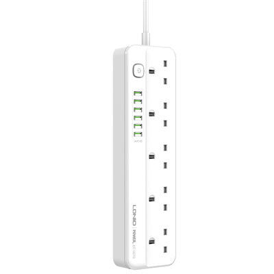 LDNIO SK5691 Fast Charging Power Strip with 5 UK Outlets and 6 USB ports 2M Power Cord Extension Socket