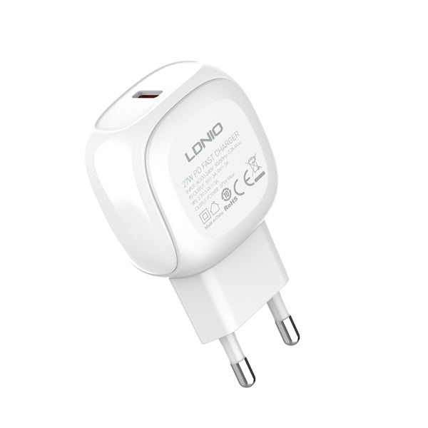 LDNIO A1206C 27W USB-C PD Super Fast Charger Travel Wall Adapter (Supports PPS / iPhone 14 Pro Max / S21 / S22 & S23 Ultra) - EU Plug