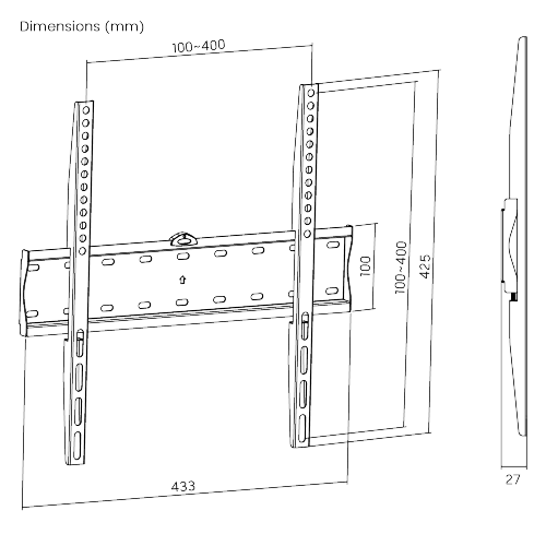 Lumi KL21G-44F Super Economy Fixed TV Wall Mount For most 32"-55" LED, LCD Flat Panel TVs