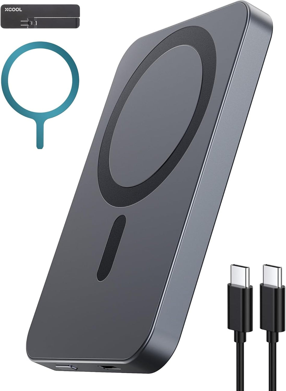 AWEI P113K Ultra-Thin Magnetic Wireless Charging 10,000mah Dark Gray Wireless Charging Power Bank