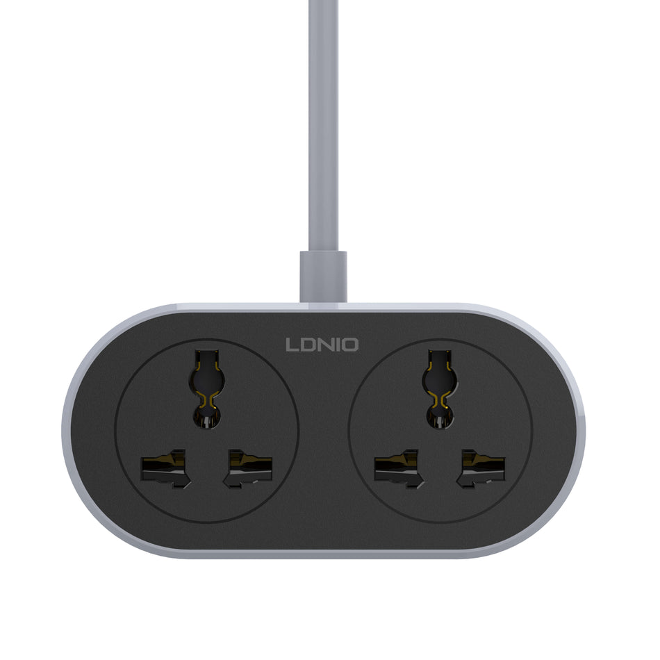 LDNIO SC2018 Standard 2500W MAX, 10A 250V Universal 2 AC Outlet Extension Power Socket Adapter with 5M/10 Length Cord (US EU UK Plug)