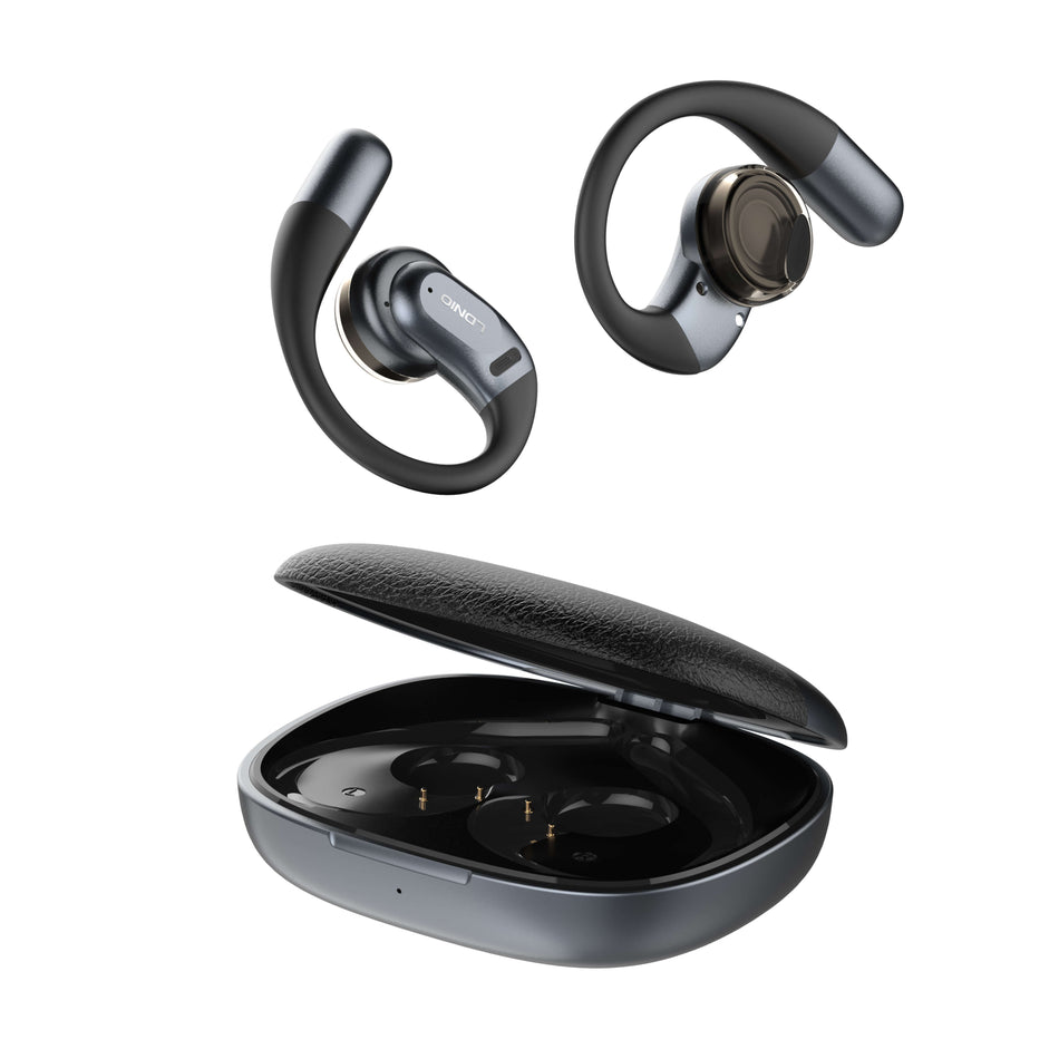 LDNIO T12 Wireless Stereo Over-Ear Headphones | Bluetooth 5.4 Low Latency Gaming Headset with OWS Open-Ear Touch Control - Black