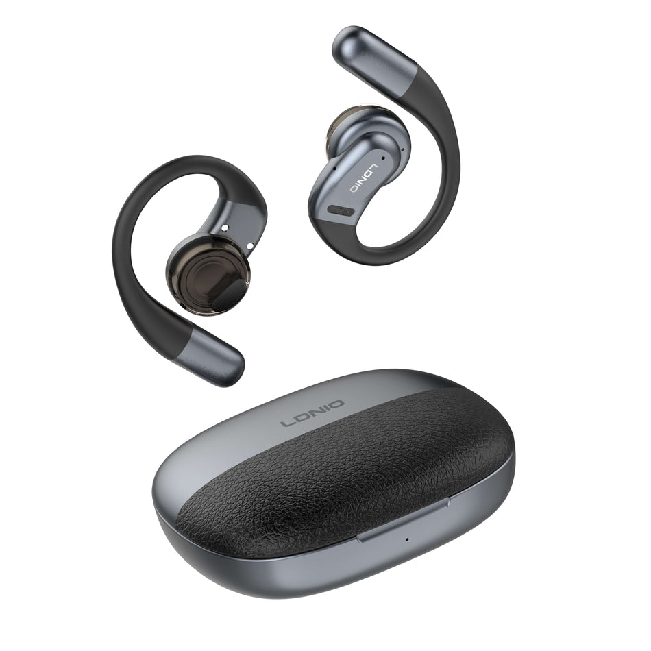 LDNIO T12 Wireless Stereo Over-Ear Headphones | Bluetooth 5.4 Low Latency Gaming Headset with OWS Open-Ear Touch Control - Black