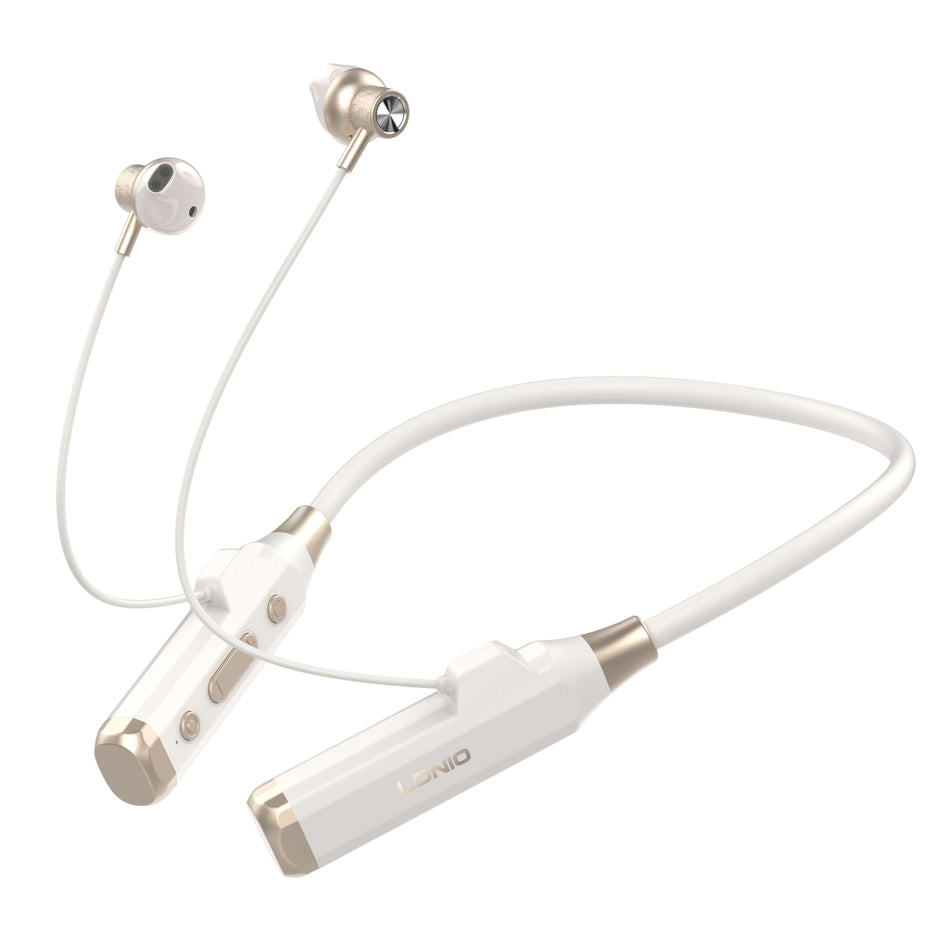 LDNIO N05 Wireless Neckband Headphones | High-Definition Sound Quality with Ultra-Long Playback – Beige