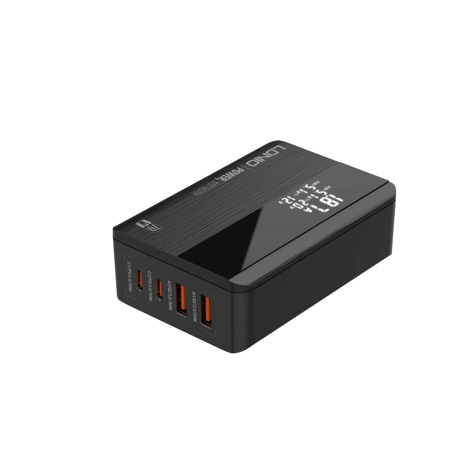 LDNIO A4808Q 70W Max 4-Port Super Fast Desktop Charging Hub with LCD Display & 1.5M Detachable Power Cable