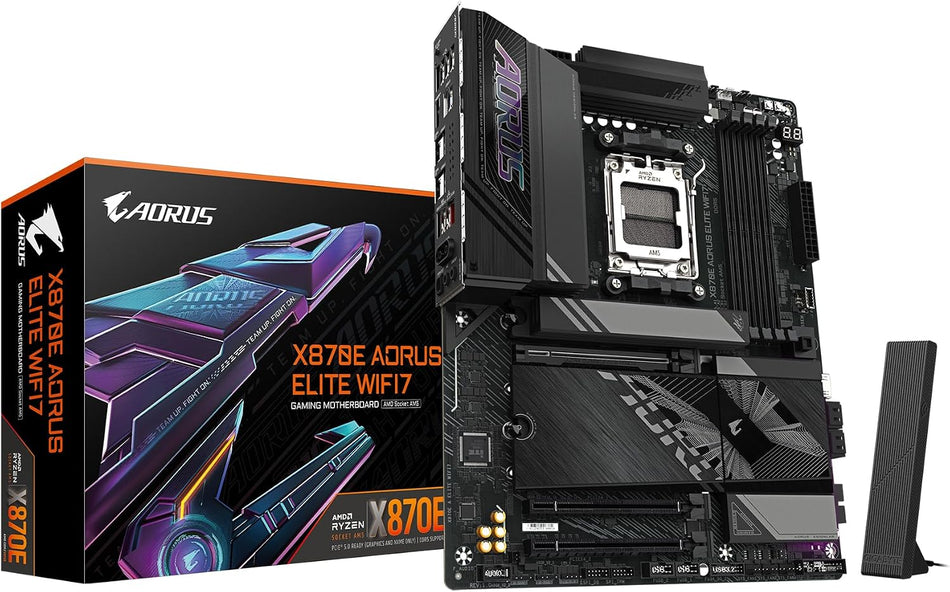 GIGABYTE X870E AORUS Elite WiFi 7 Motherboard | AMD AM5, ATX, DDR5, PCIe 5.0, Dual USB4, 2.5GbE LAN