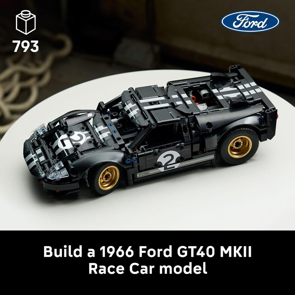 LEGO Technic 1966 Ford GT40 MKII Race Car Building Set for Adults - Collectible Toy W/Realistic Functions & Features for Adult Sports Car Fans, Ages 18+ - Gift Idea for Birthdays - 42223 (793 Pieces)