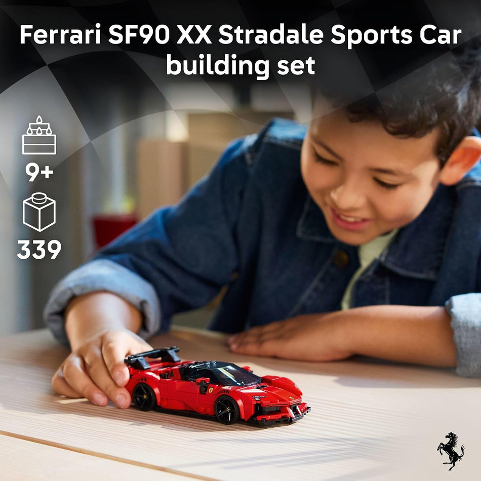 LEGO Speed Champions Ferrari SF90 XX Stradale Sports Car Building Toy for Kids - Building Set W/Ferrari Driver Minifigure for Boys & Girls, Ages 9+ - Gift Idea for Birthdays - 77254 (339 Pieces)