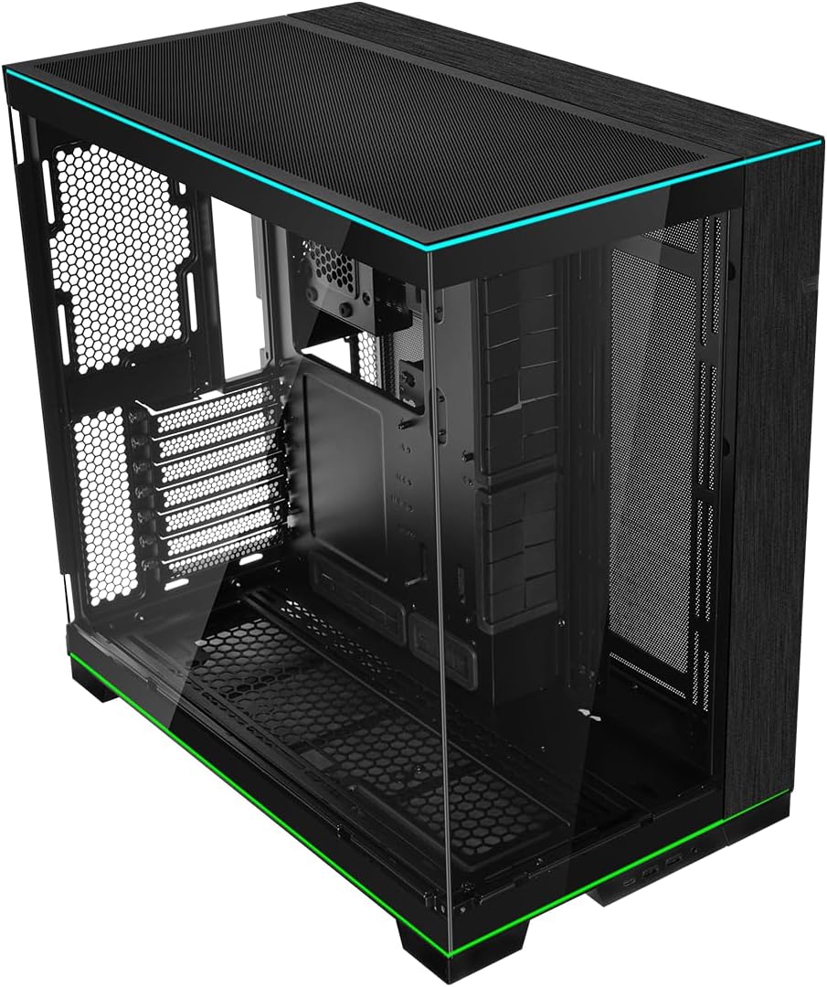 LIAN-LI O11 Dynamic EVO RGB GB E-ATX Gaming Dual Chamber case - ARGB Lighting Strips - Up to 420mm Radiator - Cable Management - Front and Side Tempered Glass Pan Black