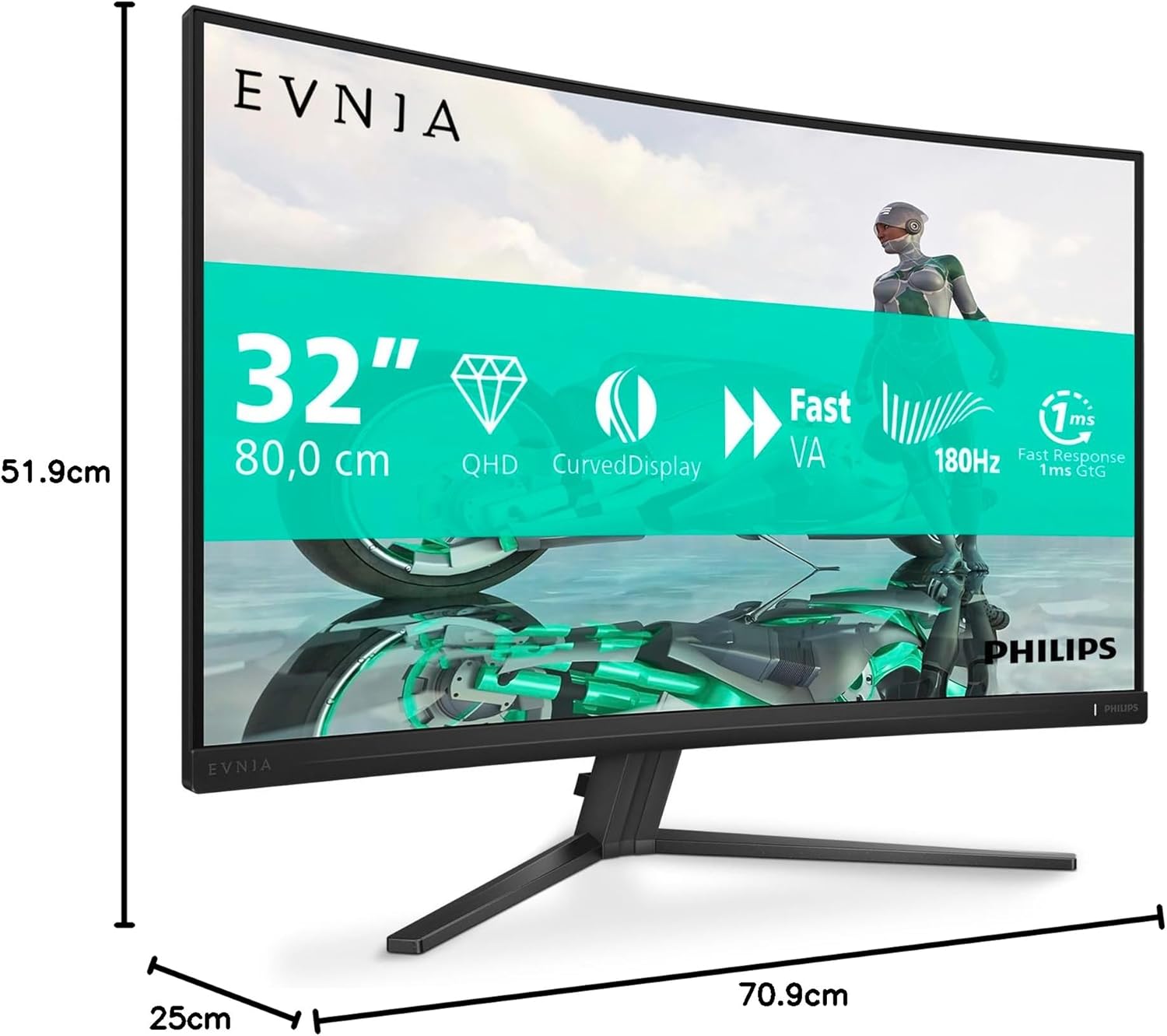PHILIPS Evnia 32M2C3500L - 31.5 inch QHD Curved Gaming Monitor
