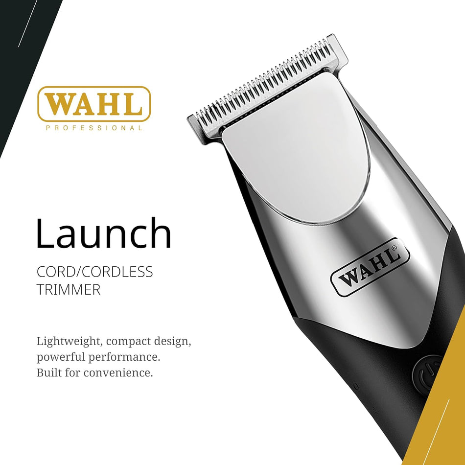 Wahl Professional Launch Trimmer, Cordless Compact 6000 RPM Rotary Motor, Wide Detachable T-Blade, 2 Hour Runtime (3026699)