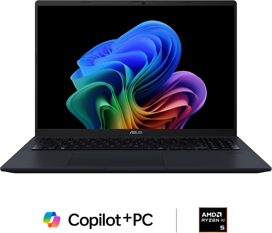 ASUS Vivobook 16 Laptop, Copilot+ PC, 16” WUXGA 60Hz Display, AMD Ryzen AI 5 340 with XDNA NPU, AMD Radeon Graphics, 16GB RAM, 512GB SSD, Quiet Blue, M1607KA-DS54