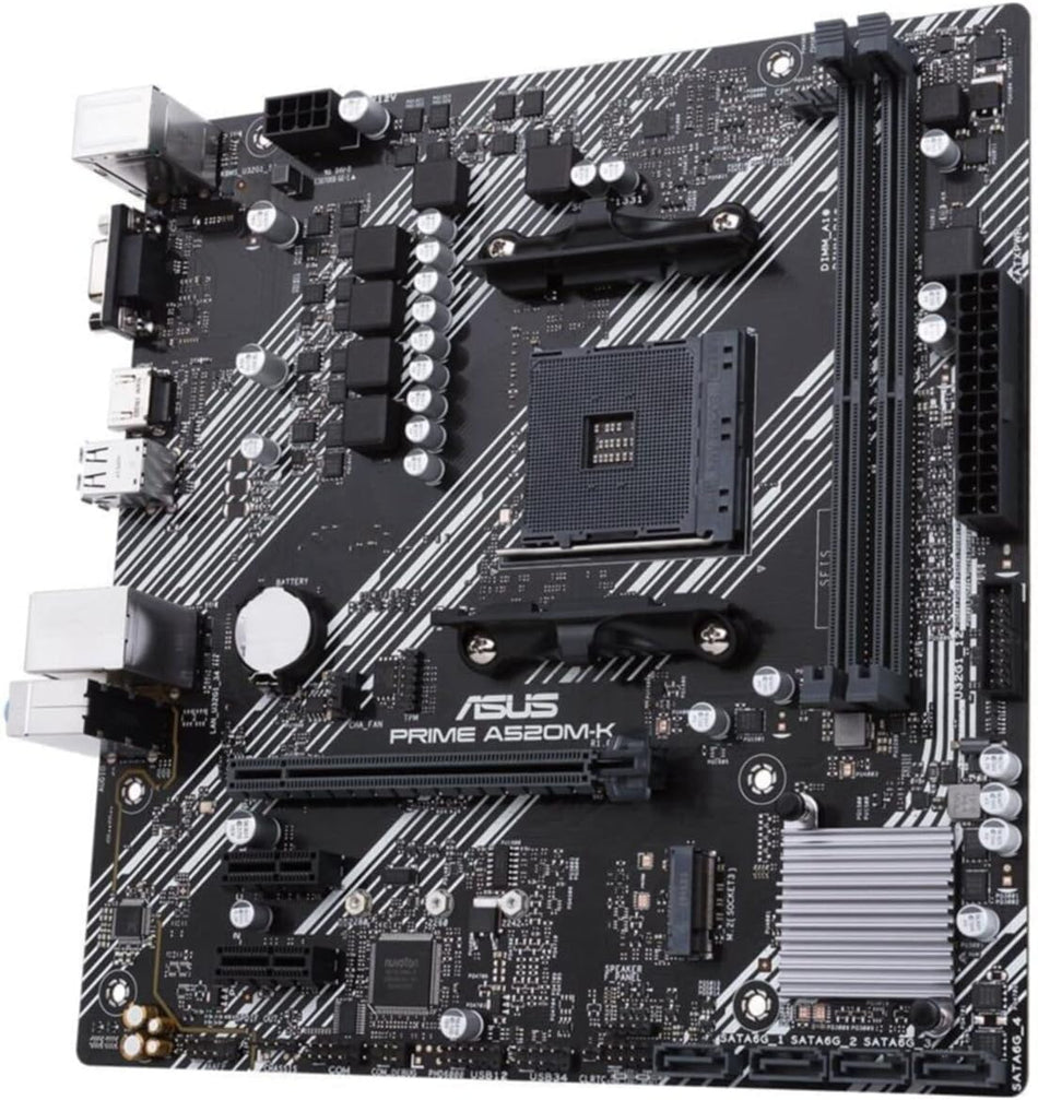 ASUS Prime A520M-K AMD A520 (Ryzen AM4) micro ATX motherboard with M.2 support, 1 Gb Ethernet, HDMI/D-Sub, SATA 6 Gbps, USB 3.2 Gen 1 Type-A