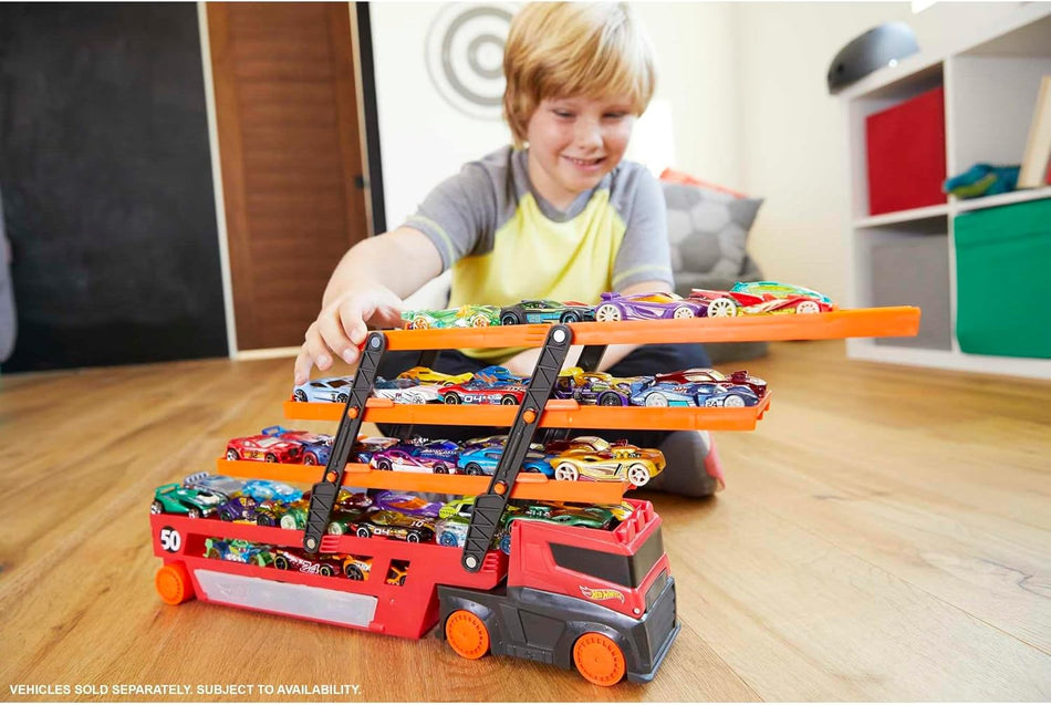 Mattel Hot Wheels Mega Hauler Truck – Stores Up to 50 Cars (GHR48)