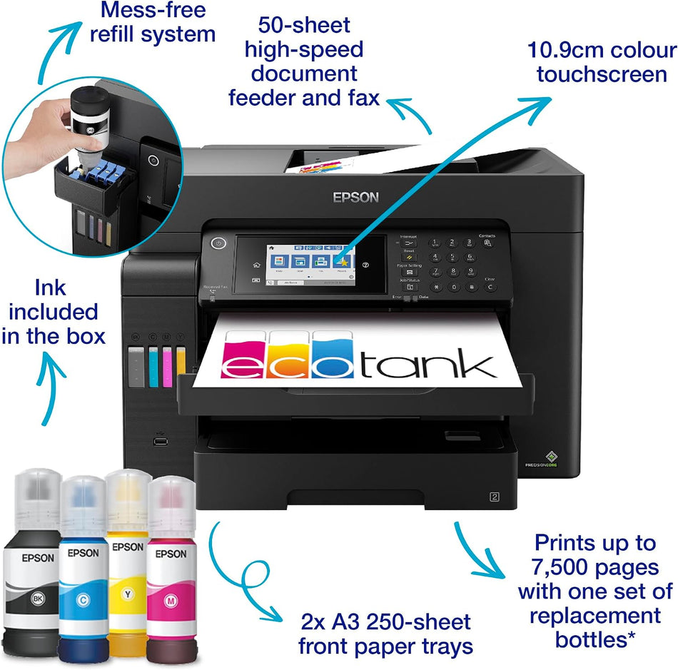 Epson EcoTank L15150 A3+ All-in-One Business Printer | Print, Scan, Copy, Fax | Wi-Fi Direct & Ethernet | PrecisionCore Heat-Free Technology | High-Yield Refillable Ink Tank System