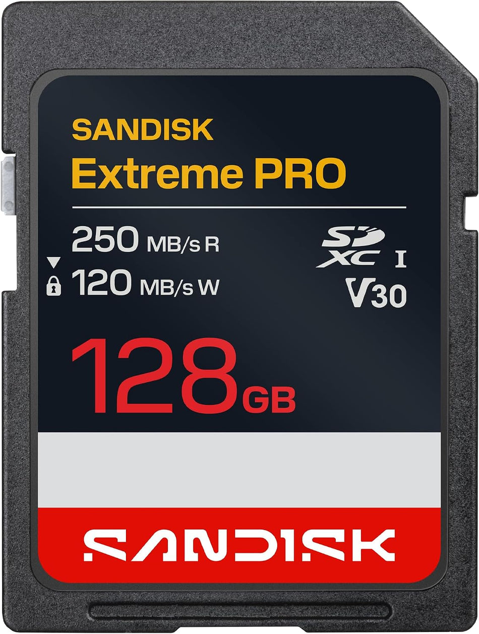SanDisk Extreme PRO 128GB SDXC Memory Card (SDSDXXJ-128G-GSCIN), UHS-I Class 10 U3 V30, Up to 250MB/s Read Speed, 4K UHD Video Recording, Compatible with DSLR Mirrorless Cameras Video Recorders