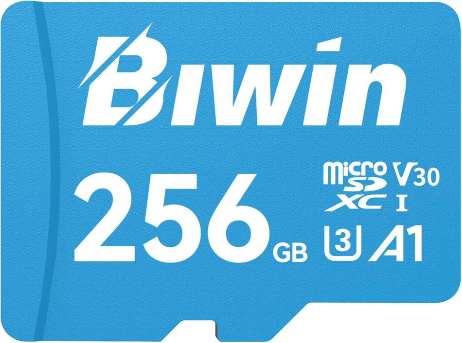 Biwin MS100 Micro SDXC Card 256GB, MicroSD UHS-I Memory Card, A1, V30, U3 Class 10, Up to 100 MB/s Read Speeds for Smartphones, Tablets, Home Security Camera and Dash Cams