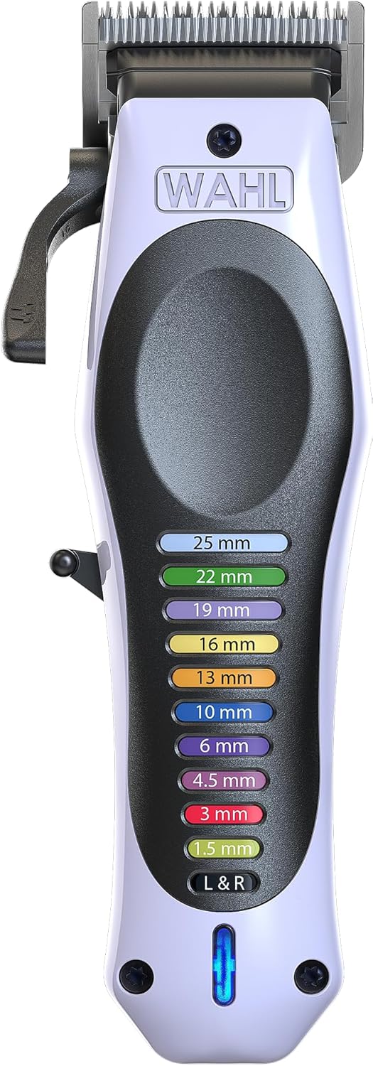 Wahl Cordless Color Pro Black, Lithium-Ion, Hair Clipper for Men, Rechargeable Hair Cutting Kit with 12 Color Coded Guards, Self-Sharpening Blades & Adjustable Taper Lever - 3027001