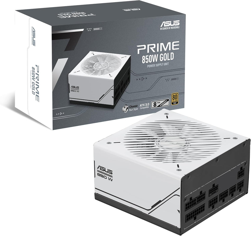 ASUS Prime 850W Gold ATX 3.0 Compatible, Fully Modular Power Supply, 80+ Gold Certified, Dual Ball Bearing (BULK)