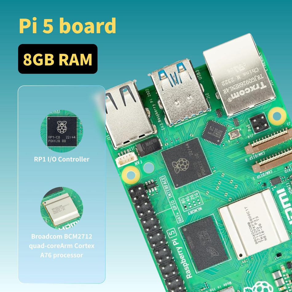 iRasptek Starter Kit for Raspberry Pi 5 RAM 8GB -128GB Edition of OS-Bookworm Pre-Loaded (Aluminum Case)