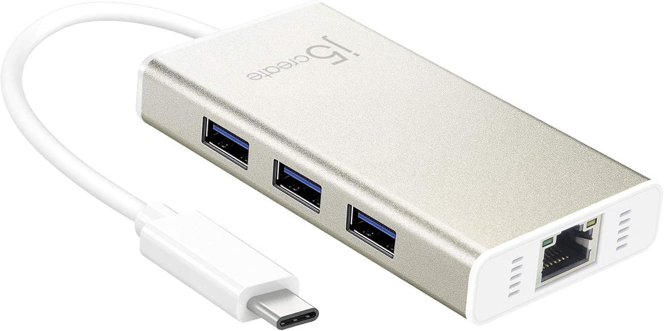 j5create JCH471 USB Type-C Hub Adapter with Gigabit Ethernet and 3X USB 3.0 Ports