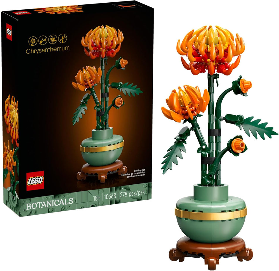 LEGO Botanicals Chrysanthemum Building Set for Adults Ages 18+ - Artificial Flower for Dinner Table Centerpieces & Decoration - Gift for Birthdays - 10368 (278 Pieces)