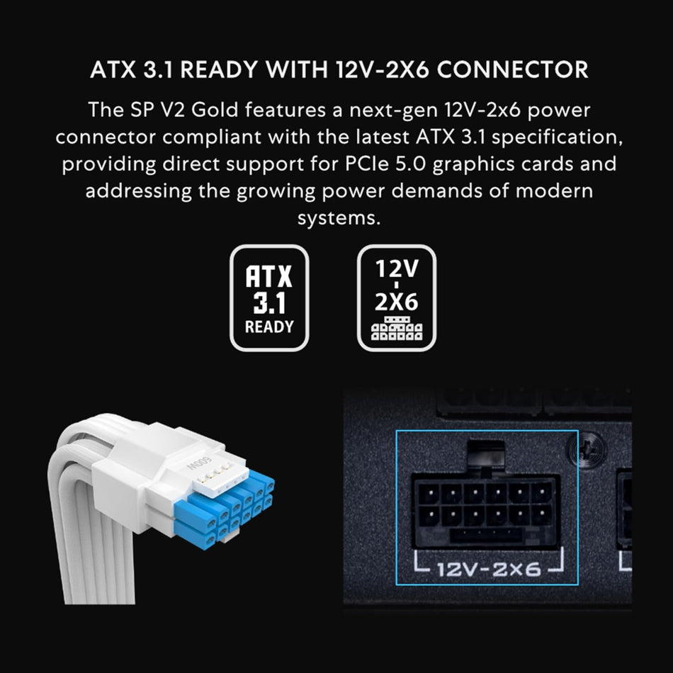 Lian Li SP750 V2 Gold 750 Watt 80 Plus Gold SFX Fully Modular Power Supply - ATX 3.1 Compatible (Black)