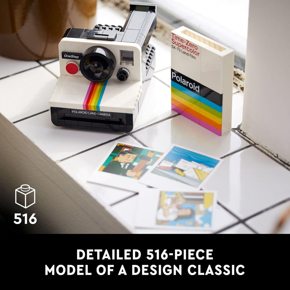 LEGO Ideas Polaroid OneStep SX-70 Building Set for Adults - Vintage Polaroid Model DIY Craft Kit, Ages 18+ - Gift for Birthdays - 21345 (516 Pieces)