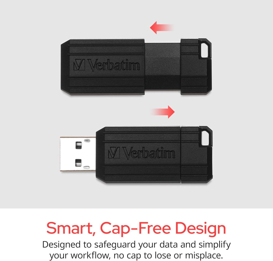Verbatim 49065 64GB Pinstripe USB Drive - Black