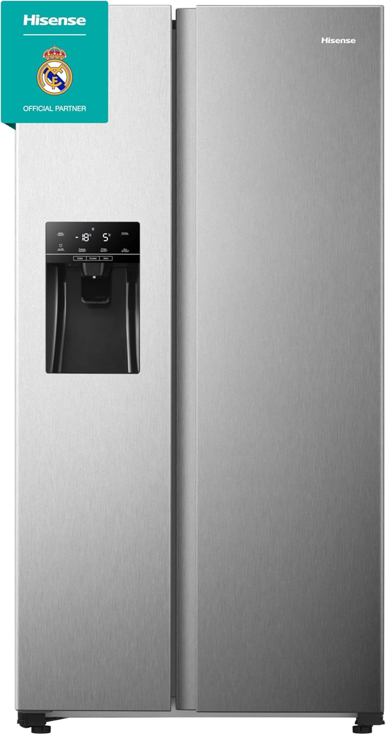 Hisense RS650N4AC2 Side by Side/Total No Frost/Inverter Motor/Ice and Water Dispenser/Cooling Zone 332 L/Freezing Zone 157 L/178 cm, Stainless Steel [Energy Class E]