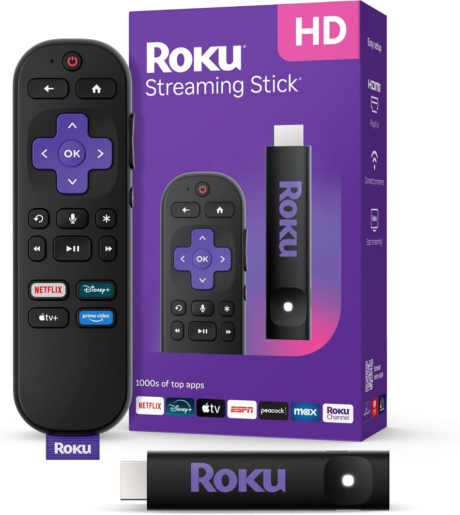 Roku Streaming Stick HD — HD Streaming Device for TV with Roku Voice Remote