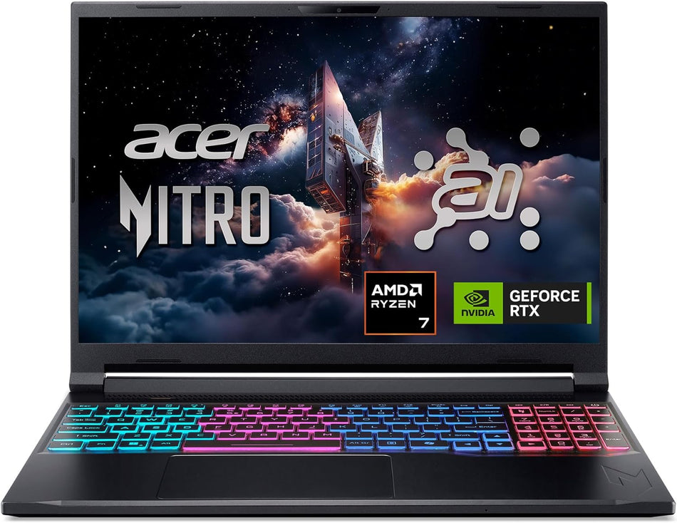 Acer Nitro V 16S AI Gaming Laptop | AMD Ryzen 7 260 Processor | NVIDIA GeForce RTX 5060 Laptop GPU (572 AI Tops) | 16" WUXGA IPS 180Hz Display | 32GB DDR5 | 1TB Gen 4 SSD | Wi-Fi 6 | ANV16S-41-R2AJ, Bundle with Sleeve